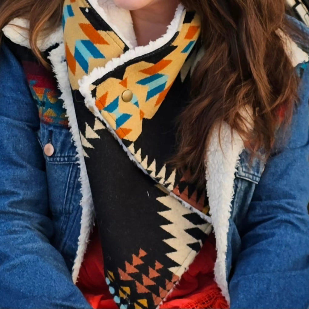 Rancho Arroyo Black Western Scarf Wrap Scarf Ski Muffler