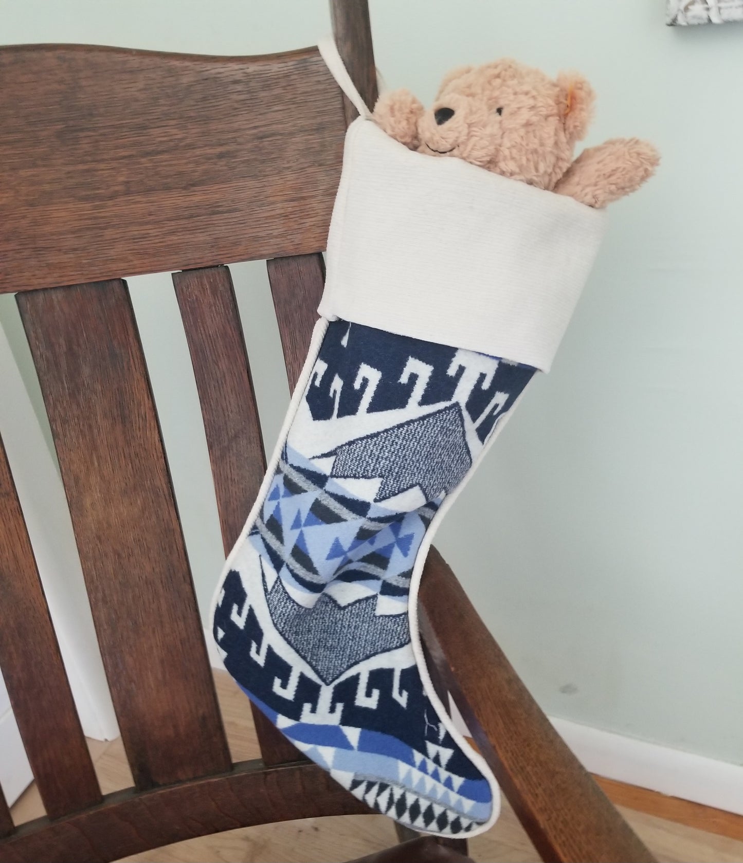 Christmas Stocking Western Stocking Wool Stocking- Trailhead Blue