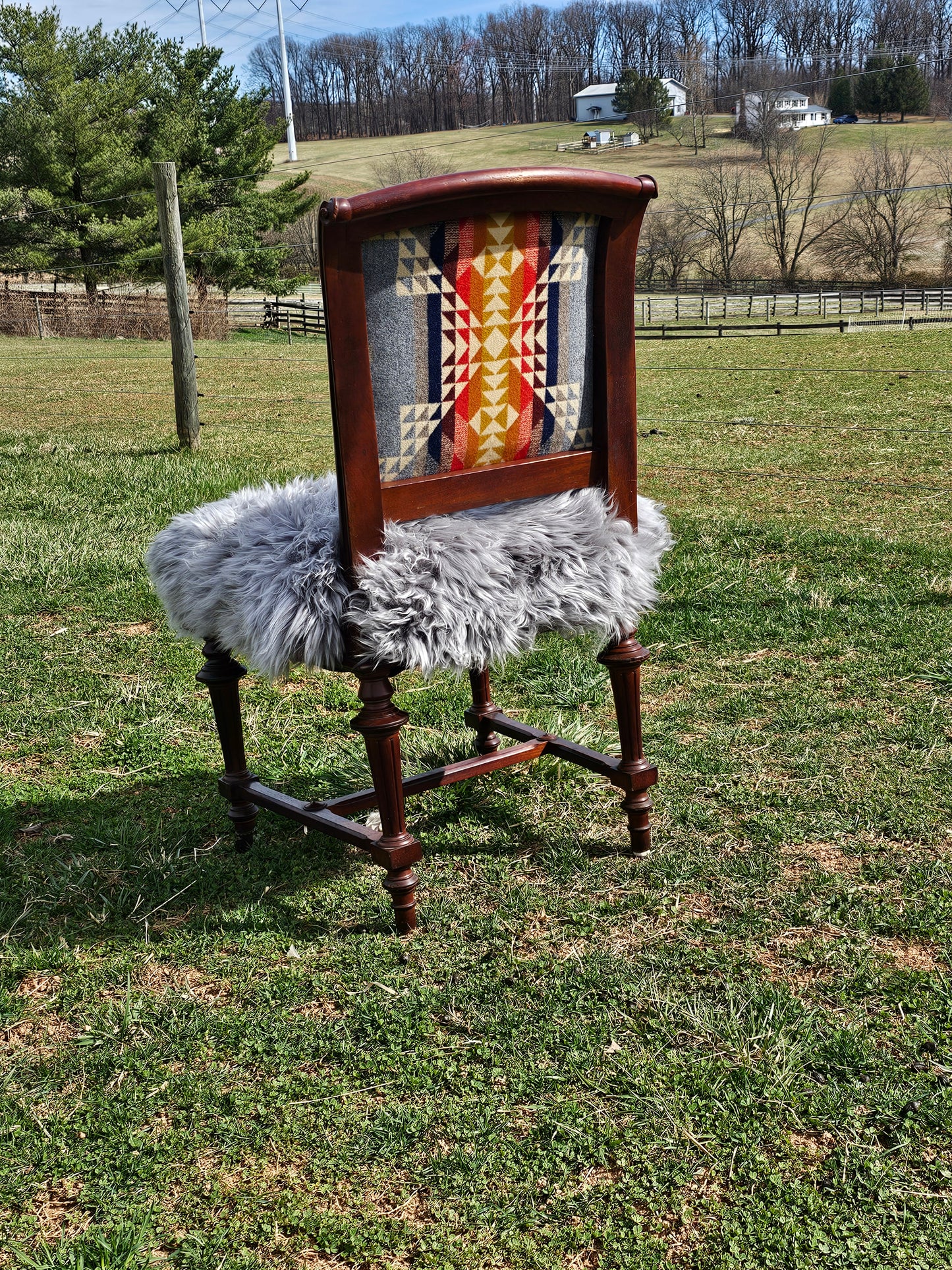 Pilot Rock Regency-Style Sheep Hide Chair