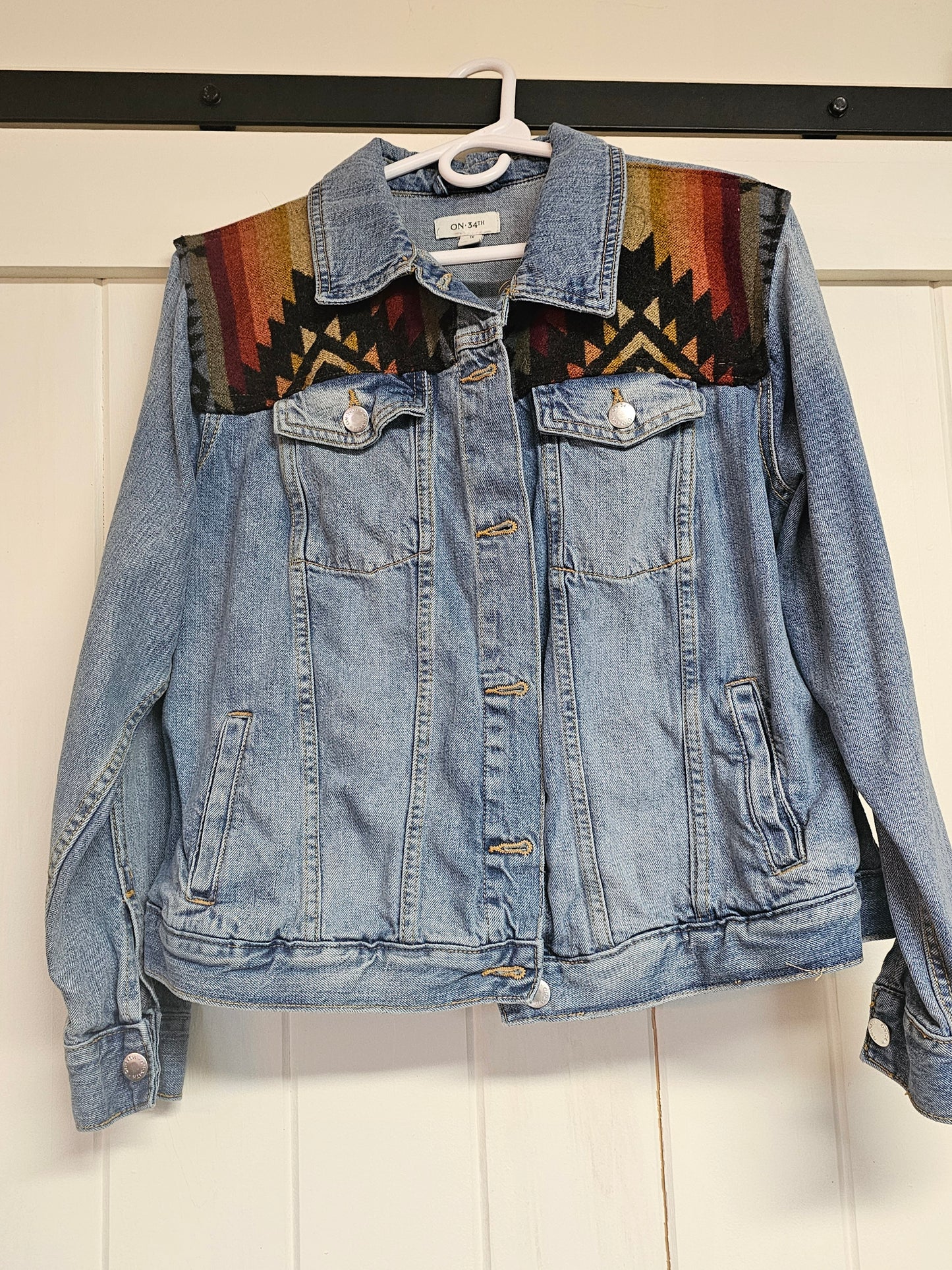 Pueblo Dwelling Denim Jacket Jean Jacket Size Extra Large