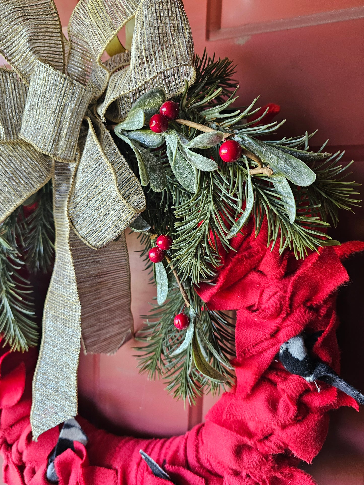 Red Holiday Christmas Wrap Wreath