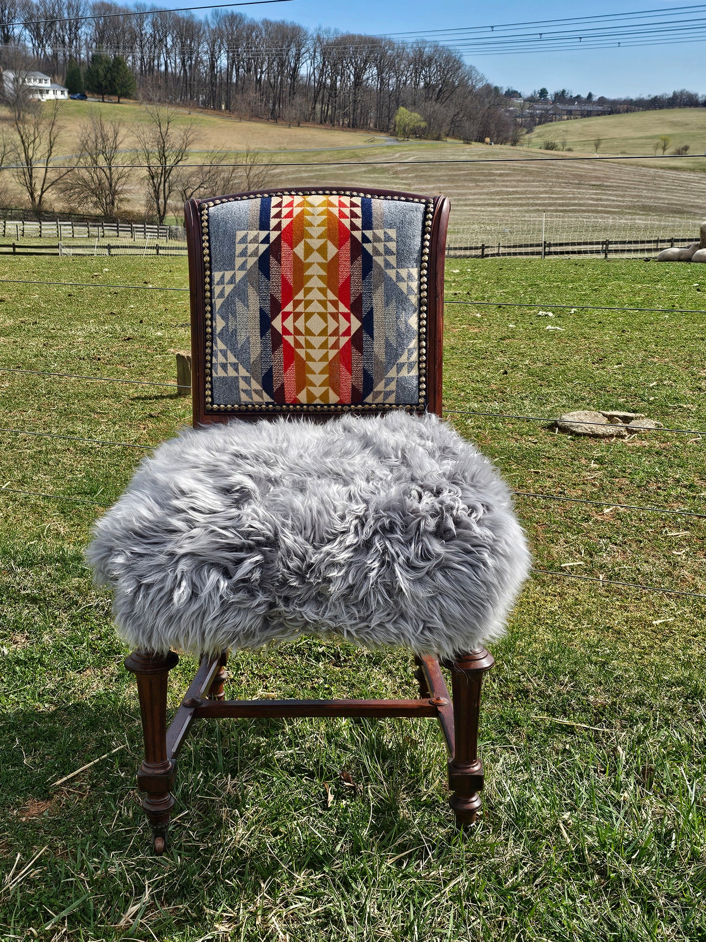 Pilot Rock Regency-Style Sheep Hide Chair