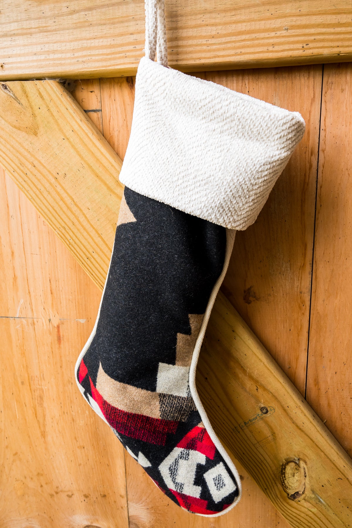 Christmas Stocking Western Stocking Wool Stocking- Rock Point Black