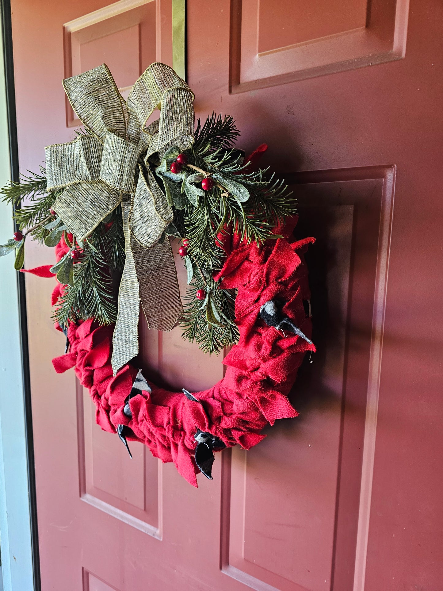 Red Holiday Christmas Wrap Wreath
