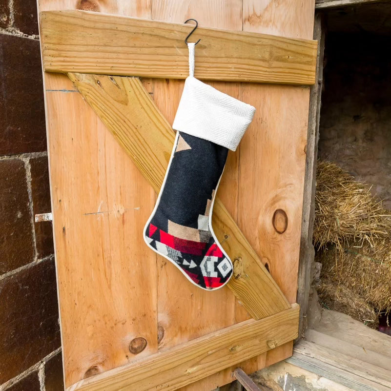 Christmas Stocking Western Stocking Wool Stocking- Rock Point Black