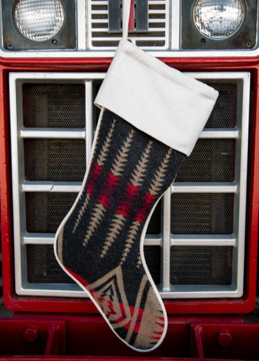 Christmas Stocking Western Stocking Wool Stocking- Harding Red Black and Tan
