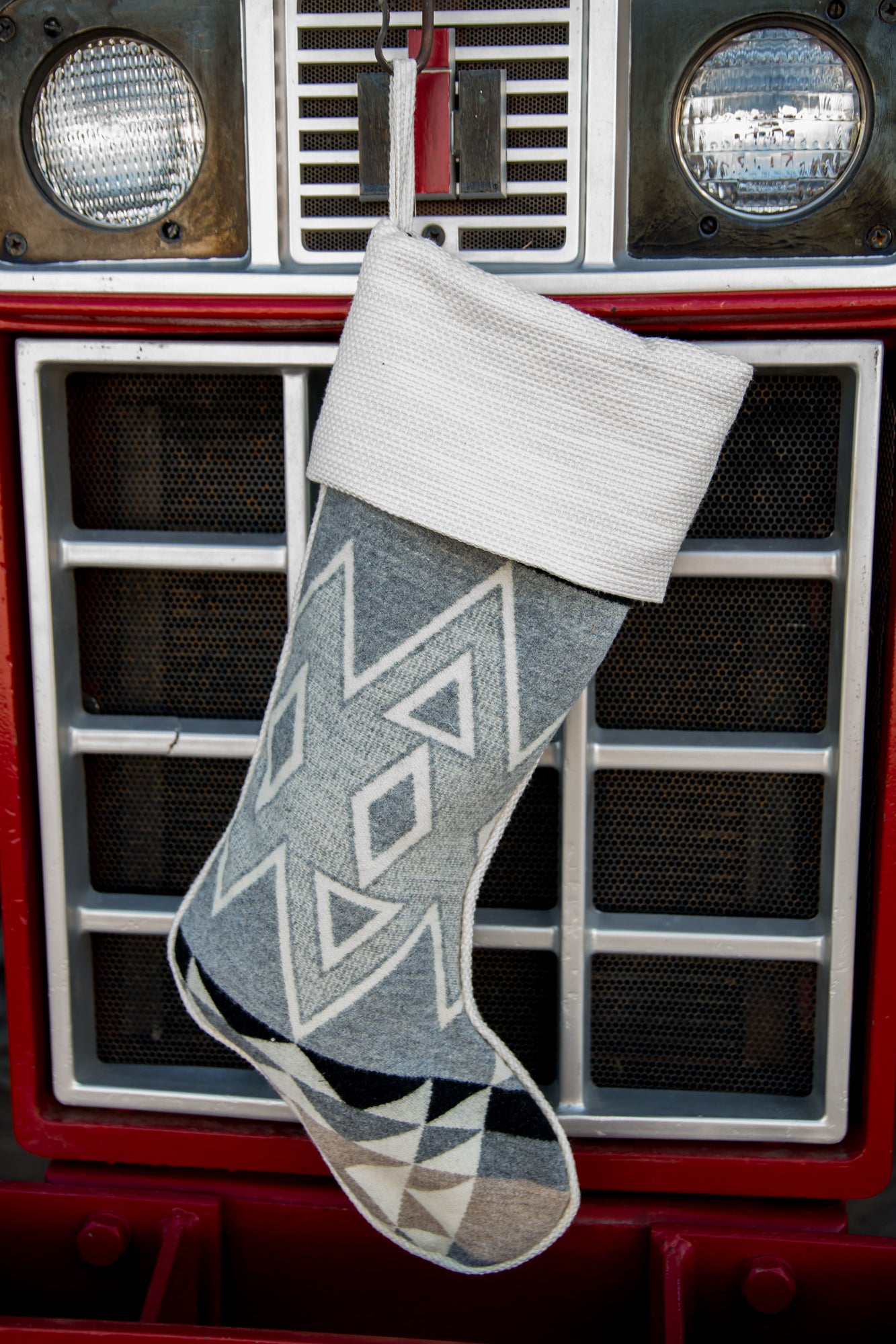 Christmas Stocking Western Stocking Wool Stocking- Diamond Ridge White