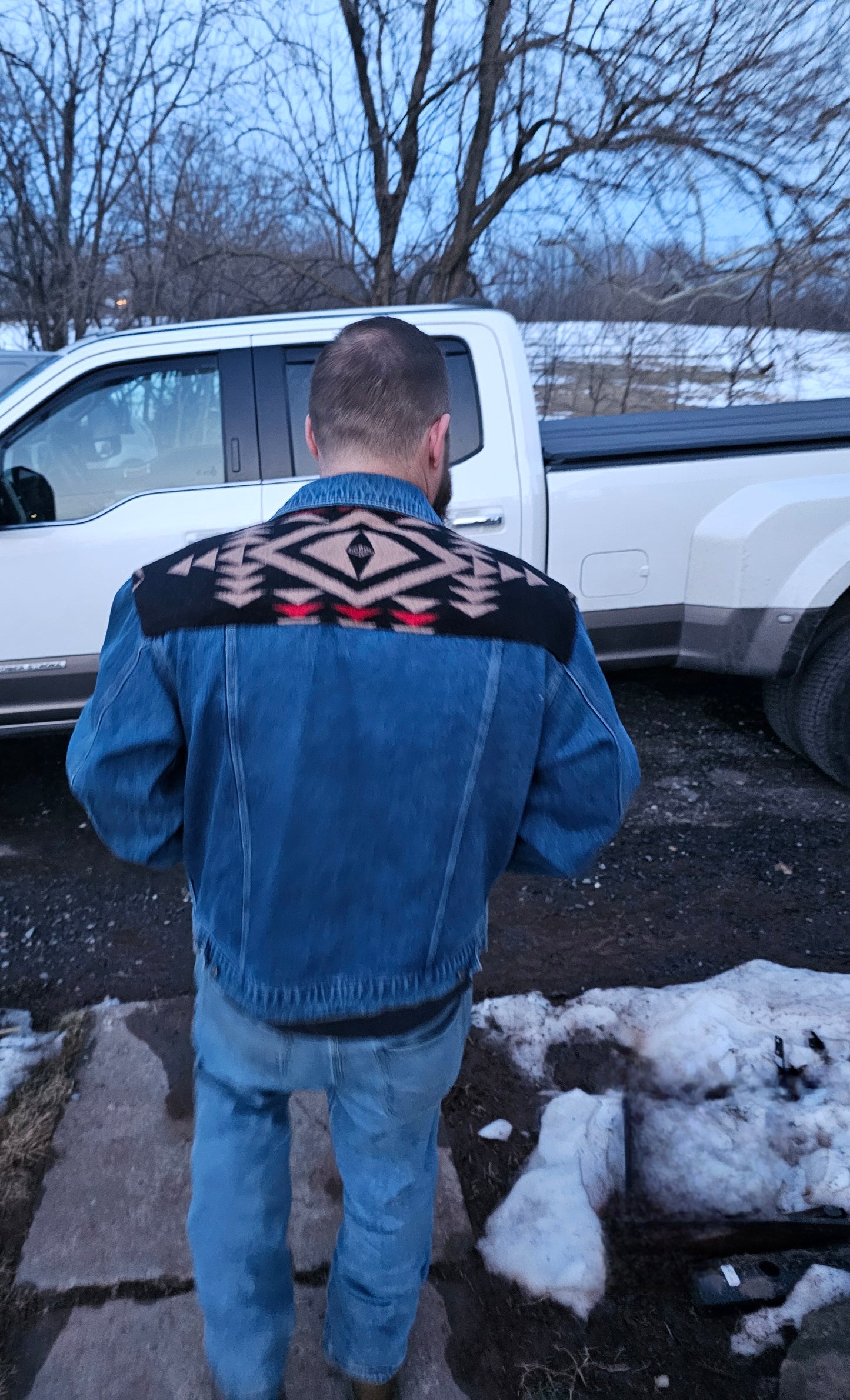 Mens Denim Jacket Jean Jacket Size Extra Large-Overall Black