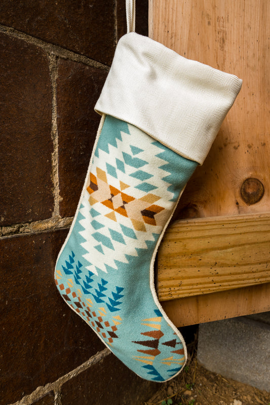 Christmas Stocking Western Stocking Wool Stocking- Rancho Arroyo Aqua