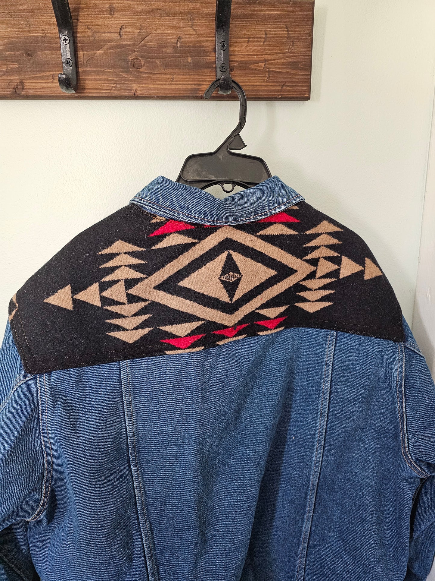 Mens Denim Jacket Jean Jacket Size Extra Large-Overall Black