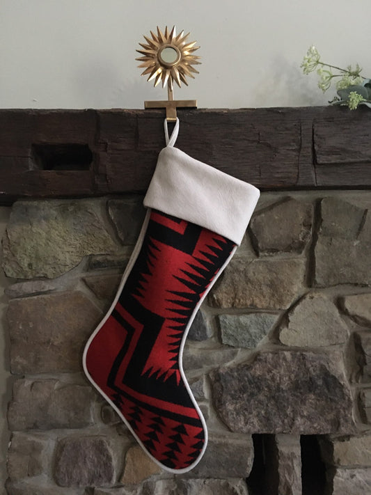 Christmas Stocking Western Stocking Wool Stocking- Walking Rock Red