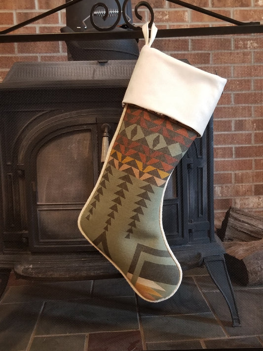 Christmas Stocking Western Stocking Wool Stocking- Harding Sage