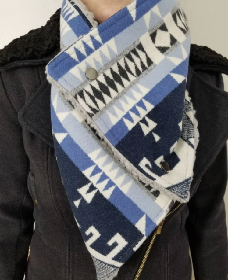 Trailhead Blue Southwestern Wool Scarf