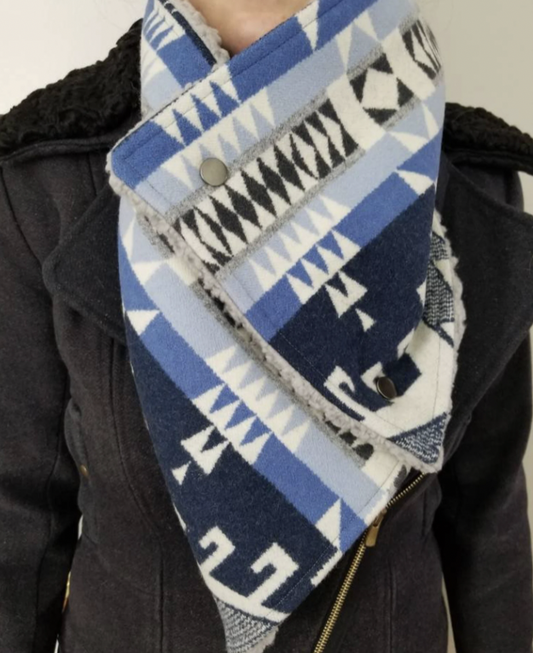 Trailhead Blue Southwestern Wool Scarf